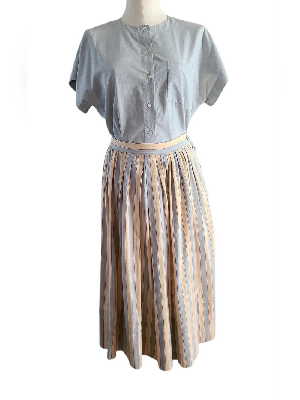 Guy Laroche Vintage Cotton Top And Skirt Set